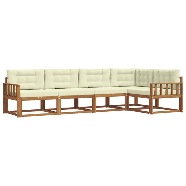 vidaXL Āra dīvānu komplekts ar spilvenu 5 pcs Dabisks un krējuma