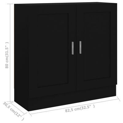 vidaXL grāmatu skapis, melns, 82,5x30,5x80 cm, skaidu plāksne