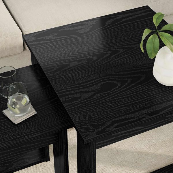 vidaXL Kafijas galda komplekts 2 pcs Melns ozolkoks Inženierijas koks