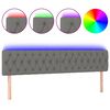 vidaXL gultas galvgalis ar LED, 200x7x78/88 cm, tum&scaron;i pelēks audums