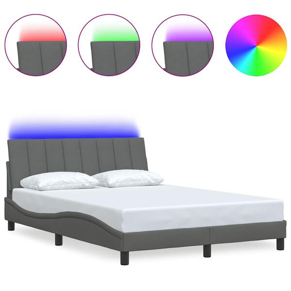 vidaXL gultas rāmis bez matrača, Hanko, tum&scaron;i pelēks, 120x200 cm, audums