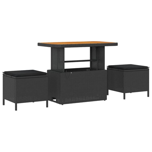 vidaXL Dārza dīvānu komplekts 9 pcs Melna Poliūtu rotangpalma