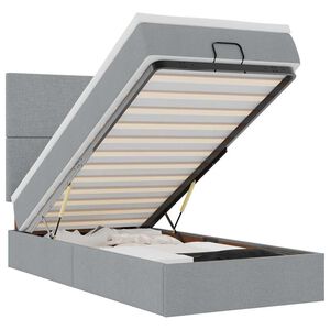 vidaXL Osmaņu gultas rāmis ar matrača gai&scaron;i pelēks 100x200 cm audums