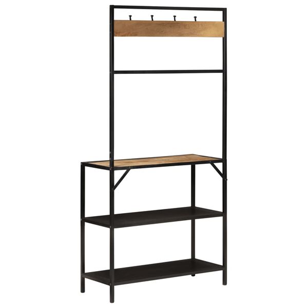 vidaXL drēbju pakaramais, 90x35x180 cm, mango masīvkoks, dzelzs