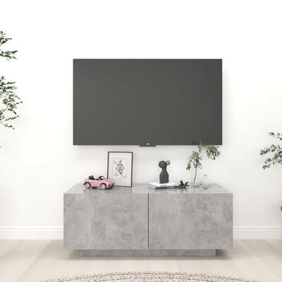 vidaXL TV skapītis, 100x35x40 cm, skaidu plāksne, betona pelēks