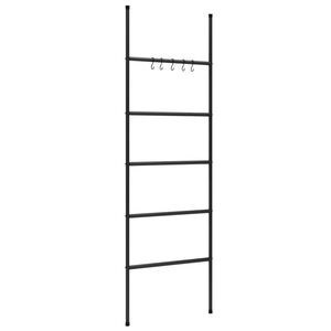 vidaXL dvieļu pakaramais, kāpnes ar 5 līmeņiem, melns, 58x175 cm, dzelzs