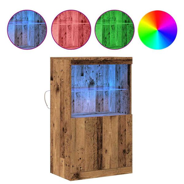 vidaXL LED sānu galds Brūna 60 x 37 x 100 cm Inženierijas koks