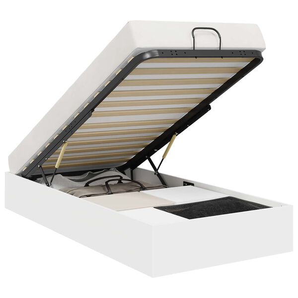 vidaXL Otomāna gultas rāmis Balts 80,5 x 200 cm Inženierijas koks