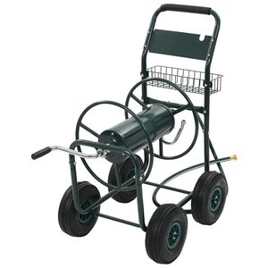 vidaXL dārza &scaron;ļūtenes ratiņi ar 1/2" savienotāju, 75 m, tērauds