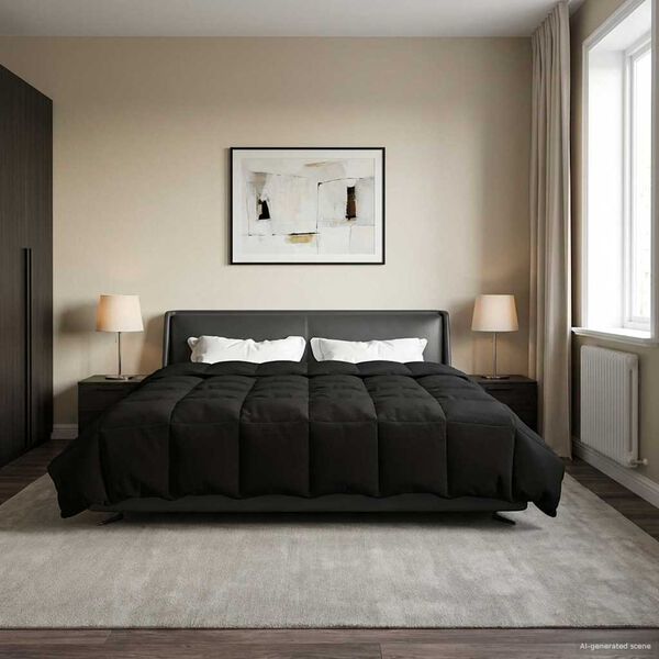 vidaXL Ziemas gultas sega Tiltiņ&scaron; Melna 220 x 240 cm Mikro&scaron;ķiedra