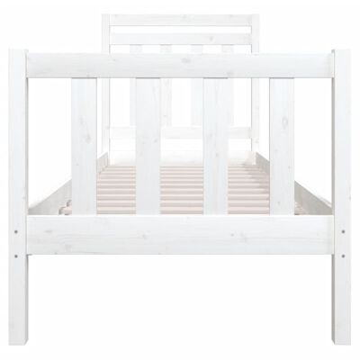 vidaXL gultas rāmis, balts, 75x190 cm, vienvietīgs, masīvkoks