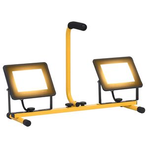 vidaXL LED prožektors ar rokturi, 2x50 W, silti balta gaisma