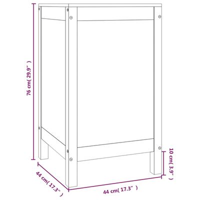 vidaXL veļas kaste, balta, 44x44x76 cm, priedes masīvkoks