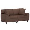 vidaXL divvietīgs dīvāns ar spilveniem, brūns, 120 cm, mākslīgā āda