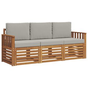 vidaXL Dīvāna komplekti ar spilvenu 3 pcs Dabīgs un gai&scaron;i pelēks