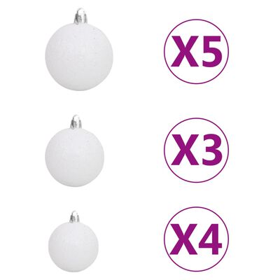 vidaXL mākslīgā Ziemassvētku egle, LED un bumbiņas, 180 cm, PVC, PE