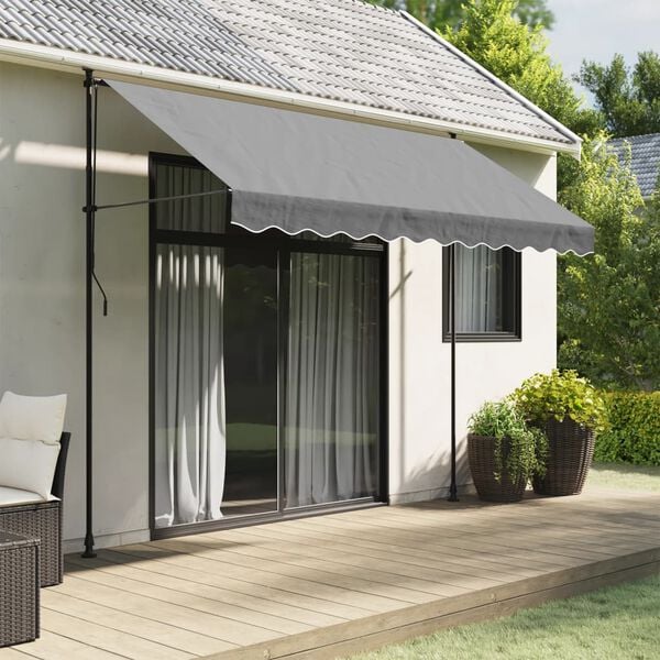 vidaXL nojumes jumta maliņa, pelēkas svītras, 3 m