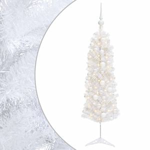 vidaXL Mākslīgā slaida Ziemassvētku egle ar bumbiņām 150 cm 150 LED