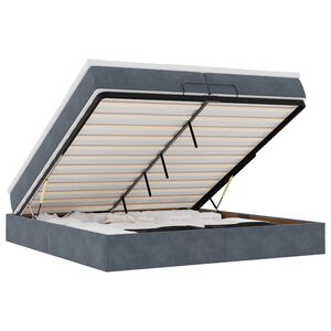 vidaXL Osmaņu gultas rāmis ar matračiem tum&scaron;i pelēks 200x200cm audums