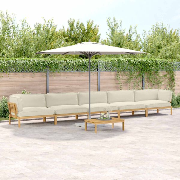 vidaXL Dīvānu komplekts 6 pcs Krēmkrāsa Cietā akācijas koks