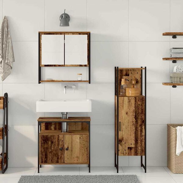 vidaXL Vannas istabas mēbeļu komplekts 3 pcs Brūna Inženierijas koks