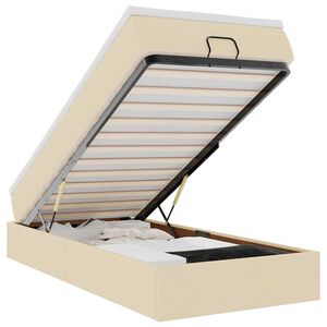 vidaXL Osmaņu gultas rāmis ar matrača krēma 90x190 cm audums