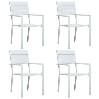 vidaXL dārza krēsli, 4 gab., balts HDPE, koka imitācija