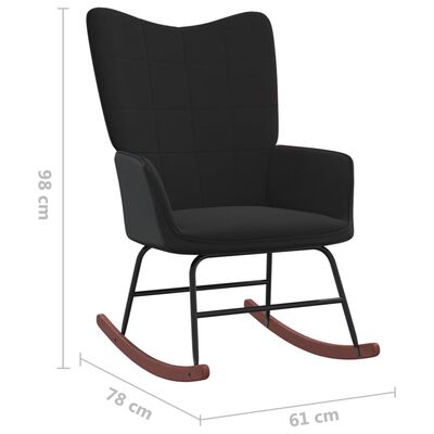 vidaXL šūpuļkrēsls ar kāju balstu, melns, samts un PVC