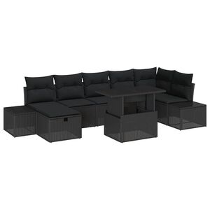 vidaXL Dārza dīvānu komplekts 8 pcs Melna poliratāns