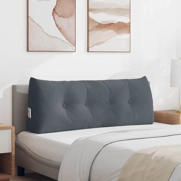 vidaXL Atpakaļ spilvens Tum&scaron;i pelēks 120 x 24 x 50 cm Samts