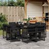 vidaXL 9-daļīgs dārza mēbeļu komplekts, matrači, melns, PE rotangpalma