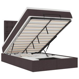 vidaXL Osmaņu gultas rāmis ar matrača tum&scaron;i pelēks 120x190 cm audums