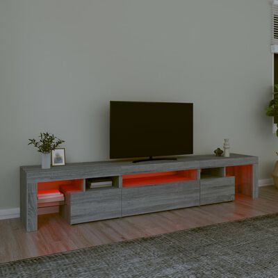 vidaXL TV skapītis ar LED, pelēka ozolkoka krāsa, 215x36,5x40 cm