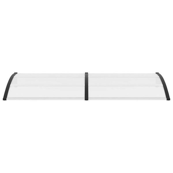 vidaXL durvju jumtiņ&scaron;, melns un caurspīdīgs, 240x75 cm, PC
