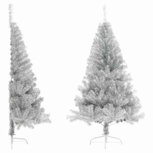 vidaXL mākslīgā Ziemassvētku egle ar statīvu, 120 cm, sudrabaina, PET