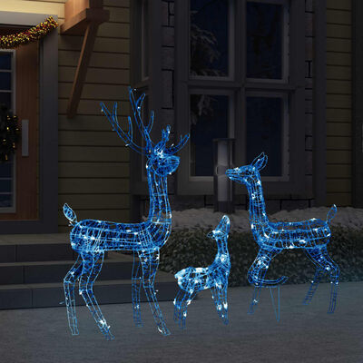 vidaXL akrila ziemeļbriežu Ziemassvētku dekorācija, 300 zilas LED