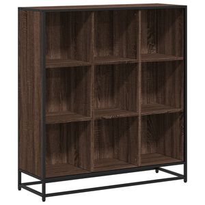 vidaXL grāmatplaukts, ozola, 97,5x33x107,5cm, inženierijas koks&metāls