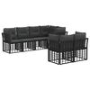 vidaXL Āra dīvānu komplekts ar spilvenu 7 pcs Melns Poliesters