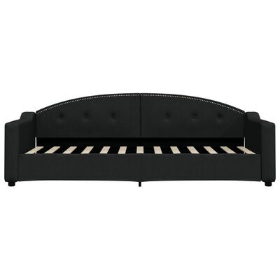 vidaXL dīvāngulta ar matraci, melns audums, 80x200 cm