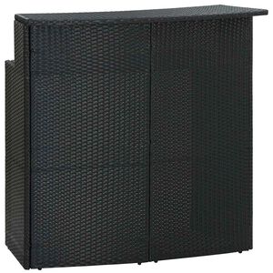 vidaXL dārza bāra galds, melns, 120x55x110 cm, PE rotangpalma