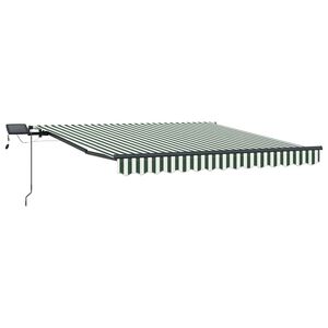 vidaXL Nolokāms markīze Zaļ&scaron; un balts 350 x 250 cm Audums un alumīnijs