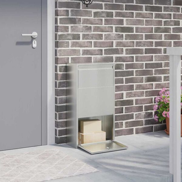 vidaXL Paku nodo&scaron;anas kaste Sudraba 44 x 22 x 82 cm Cinkots tērauds