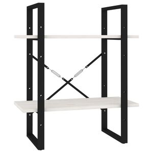 vidaXL 2-līmeņu grāmatu plaukts, balts, 60x30x70 cm, priedes masīvkoks