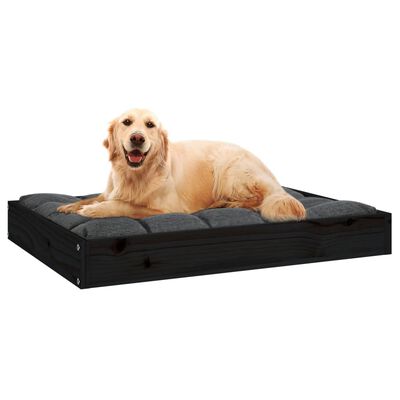 vidaXL suņu gulta, melna, 71,5x54x9 cm, priedes masīvkoks