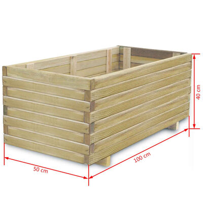 vidaXL augstā puķu kaste, 100x50x40 cm, koks, taisnstūra forma