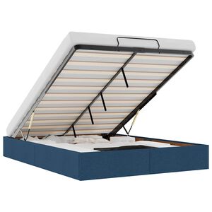 vidaXL Osmaņu gultas rāmis bez matrača zils 140x190 cm audums