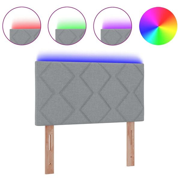 vidaXL Galvgalis ar LED sloksnes lukturiem Gai&scaron;i pelēks 90 cm audums