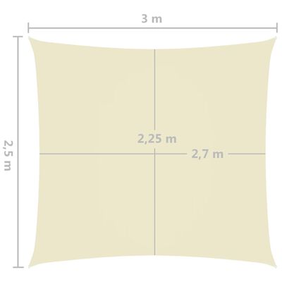 vidaXL saulessargs, taisnstūra, 2,5x3 m, krēmkrāsas oksforda audums
