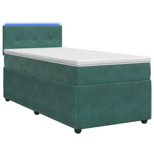 vidaXL Kontinentālā gulta ar matraci Tum&scaron;i zaļ&scaron; 90 x 190 cm Samts