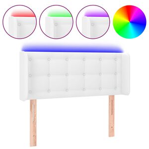 vidaXL gultas galvgalis ar LED, 83x16x78/88 cm, balta mākslīgā āda